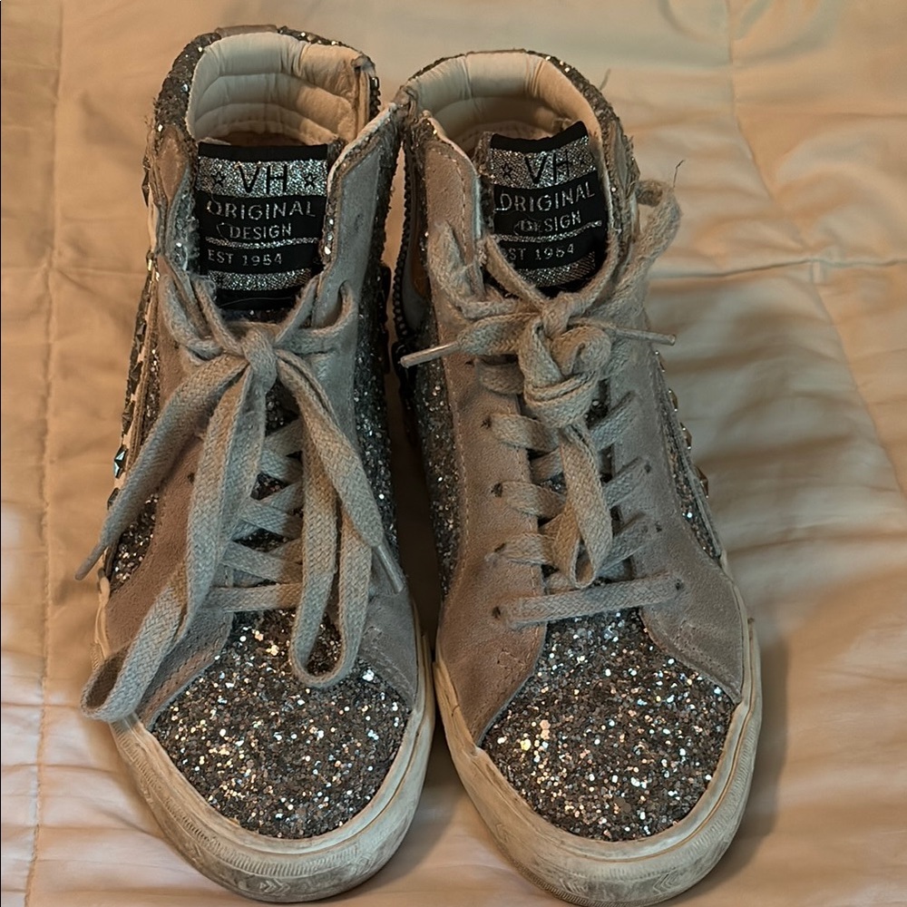 Vintage Havana girls Glitter High-Top Sneakers - Silver